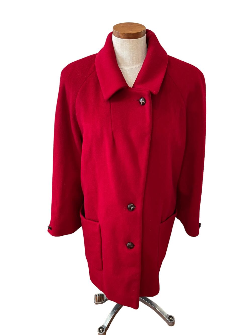 Vintage Talbots Cherry red Oversized Wool Coat 6